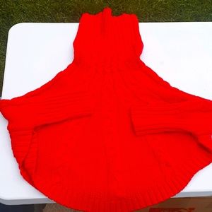Girls Red turtle neck poncho